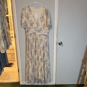 Baltic Born Cream and Blue Maxi Dress